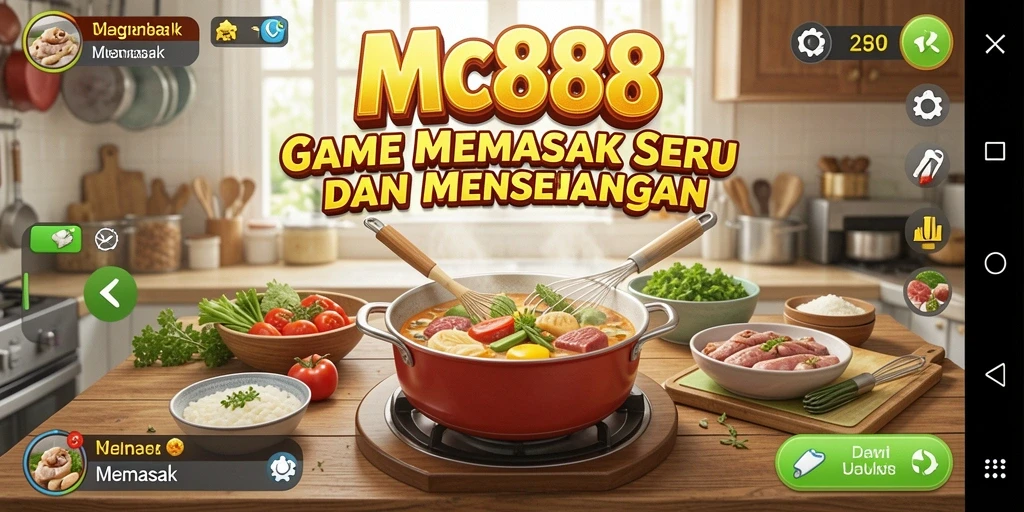 Tampilan antarmuka game Memasak yang menarik dan interaktif.
