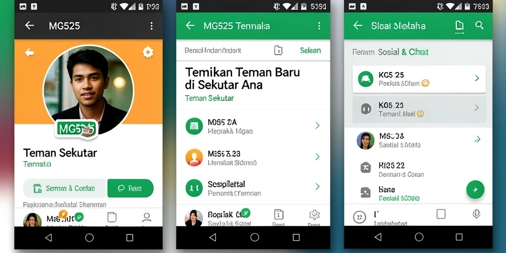Tampilan antarmuka aplikasi MG525 untuk mencari teman baru.