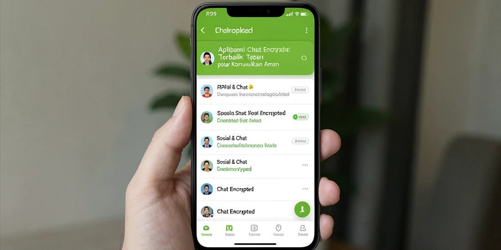 Tampilan antarmuka pengguna RP99 dengan fitur chat terenkripsi.