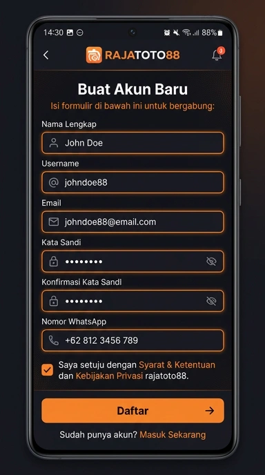 Buat Akun Baru rajatoto88 dengan Mudah