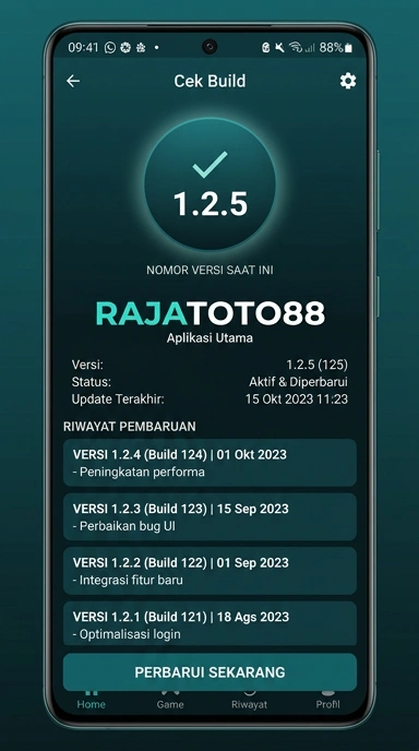 Riwayat Versi Aplikasi rajatoto88 untuk Android